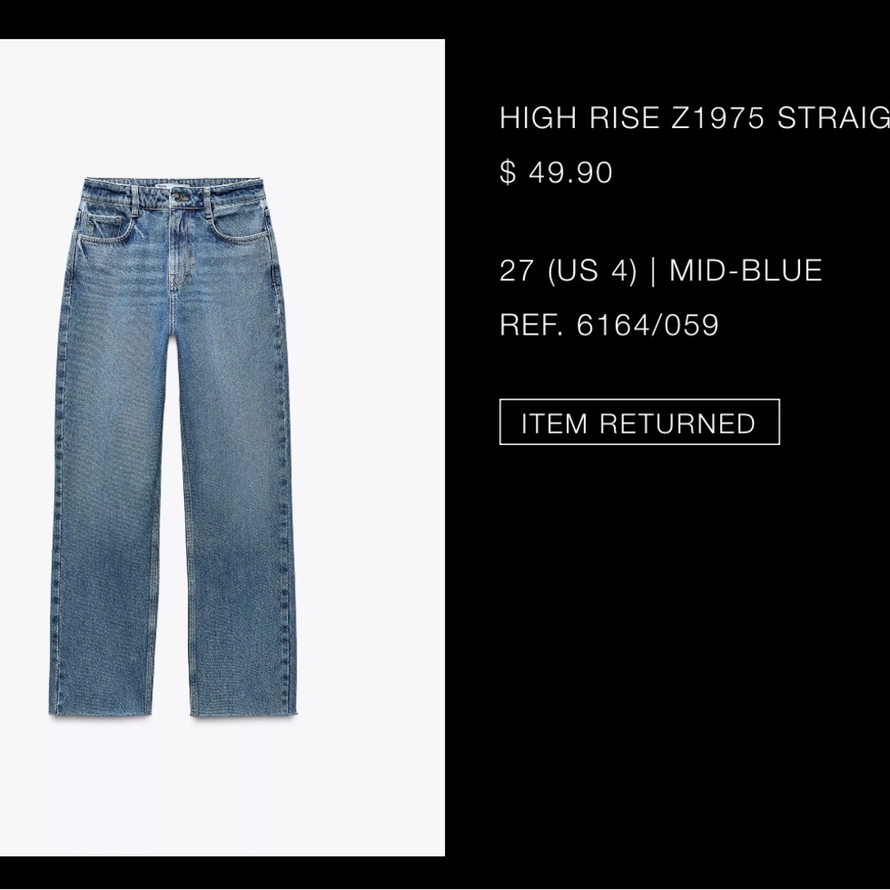 Zara High Rise Blue Jeans Classic Style